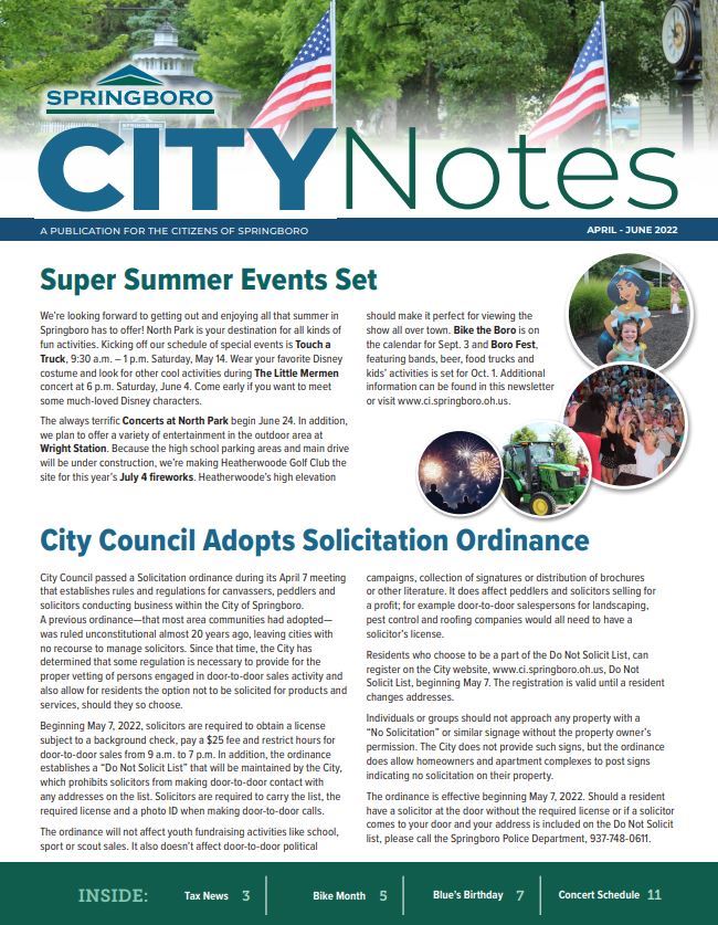 April - June 2022 City Notes cover