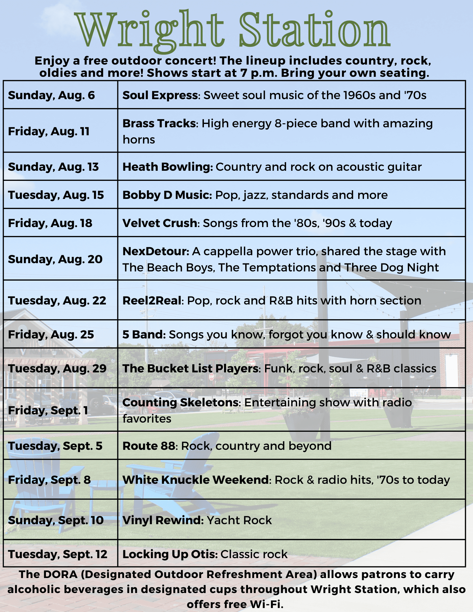 Wright Station Concert series lineup